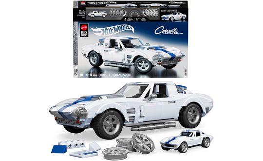 Mattel Brick Shop Hot Wheels Elite Series Corvette Grand Sport (918 elementów). Zestaw konstrukcyjny + unikatowy model w skali 1:64